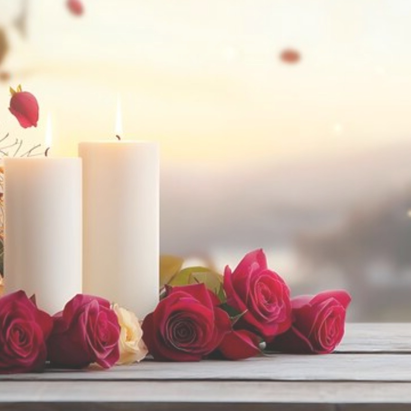 White Candles, Flowers, Memorial, Remembrance Gift